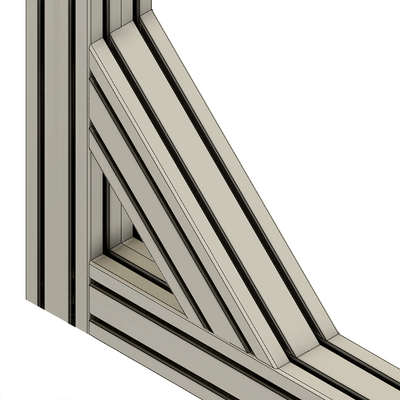 40-39090-1 MODULAR SOLUTIONS ALUMINUM GUSSET<br>90MM X 90MM STRENGTHING ELEMENT CUT AT A 45DEG ANGLE THAT CREATES STURDIER 90DEG CONNECTIONS, 460MM